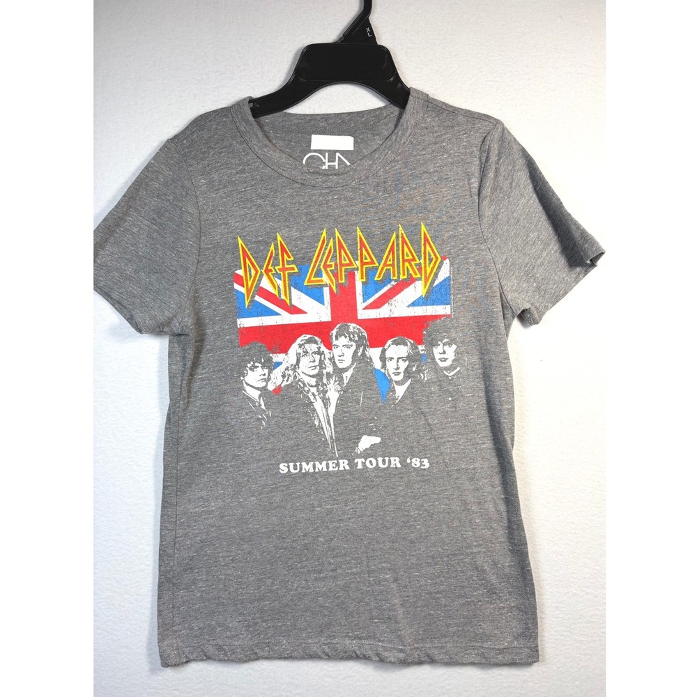 Chaser T-Shirt Womens Large Gray Excellent Def Leppard Summer Tour 83 Graphic